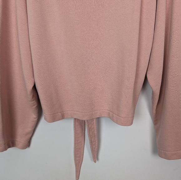 VARLEY L Light Pink Weymouth Tie Open Back Crewneck Pullover Sweater Terry Knit - Picture 11 of 16